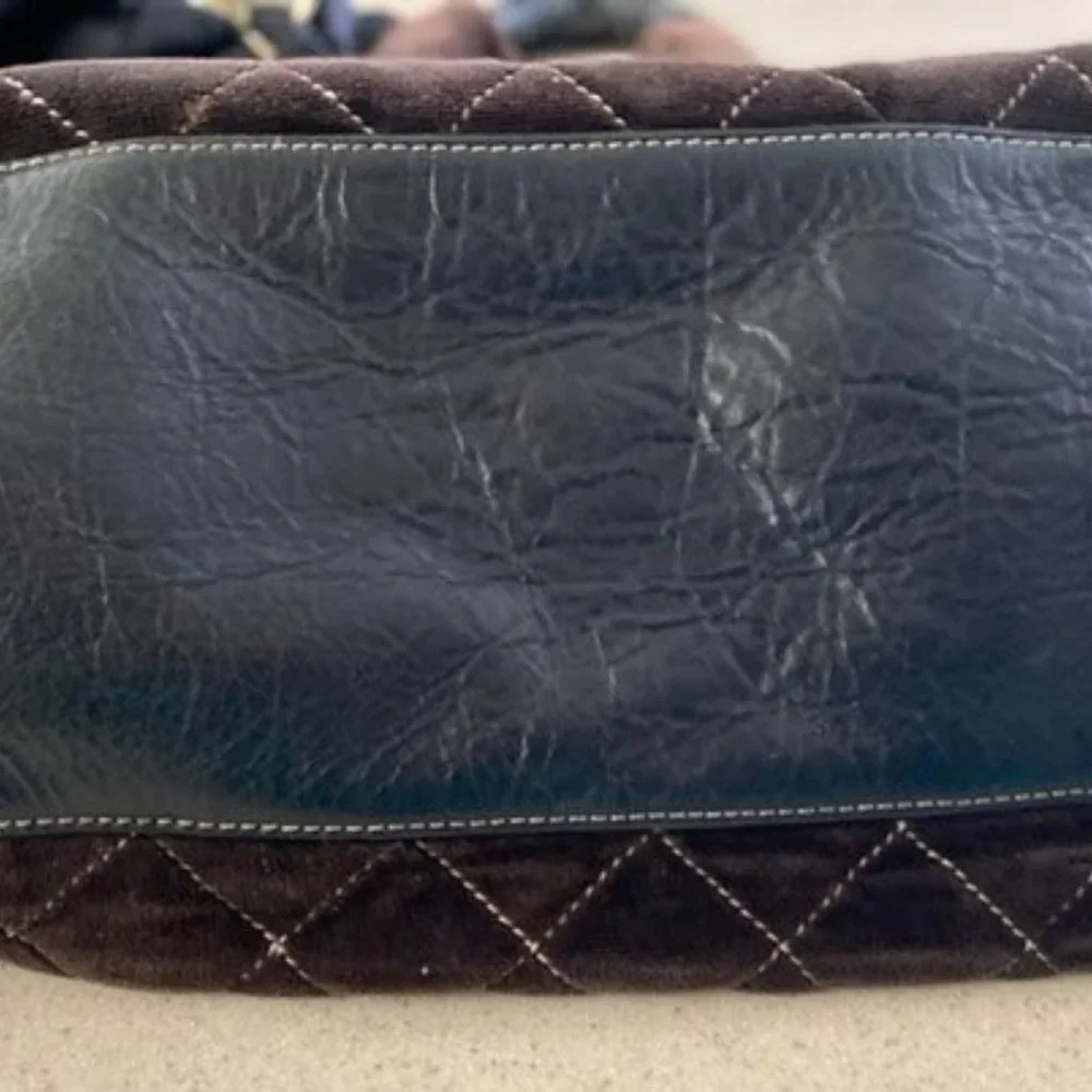 SOLD on Ebay Vintage Day Dreamer Y2K Diamond Quilted Velvet W/ Leather Trims - Picture 6 of 9